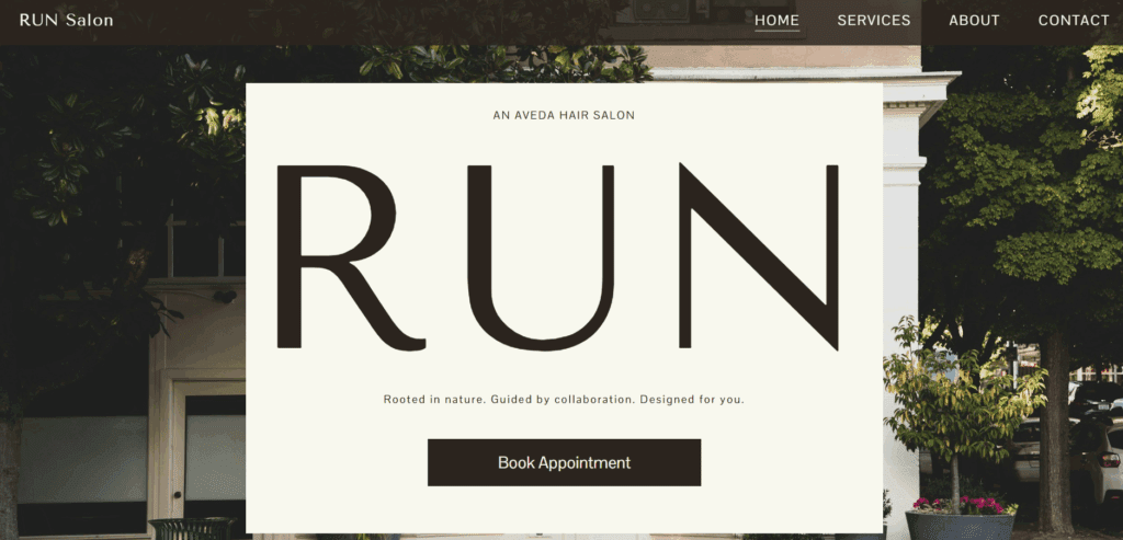 a screenshot of RUN's website homepage.